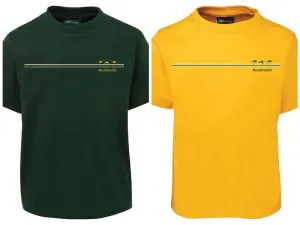 3 Kangaroo Stripe Childrens T-Shirt (Green & Gold Colour Choices)