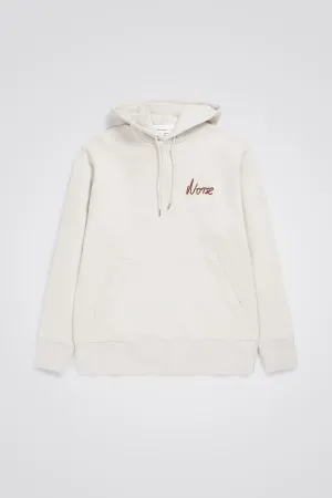 Arne Relaxed Organic Chain Stitch Logo Hoodie - Marble White