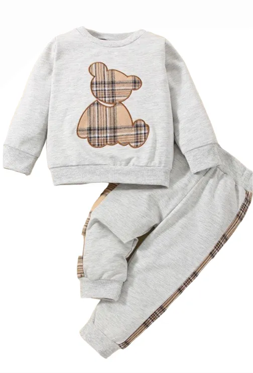 Beary Style Embroidered Long-Sleeve Sweatshirt with matching Pants