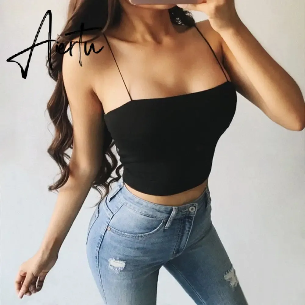 Black Sexy Halter Bandage Crop Tops For Women Sleeveless Backless Club Party Chic Wrap Cropped Top Slim Camis Streetwear Tanks