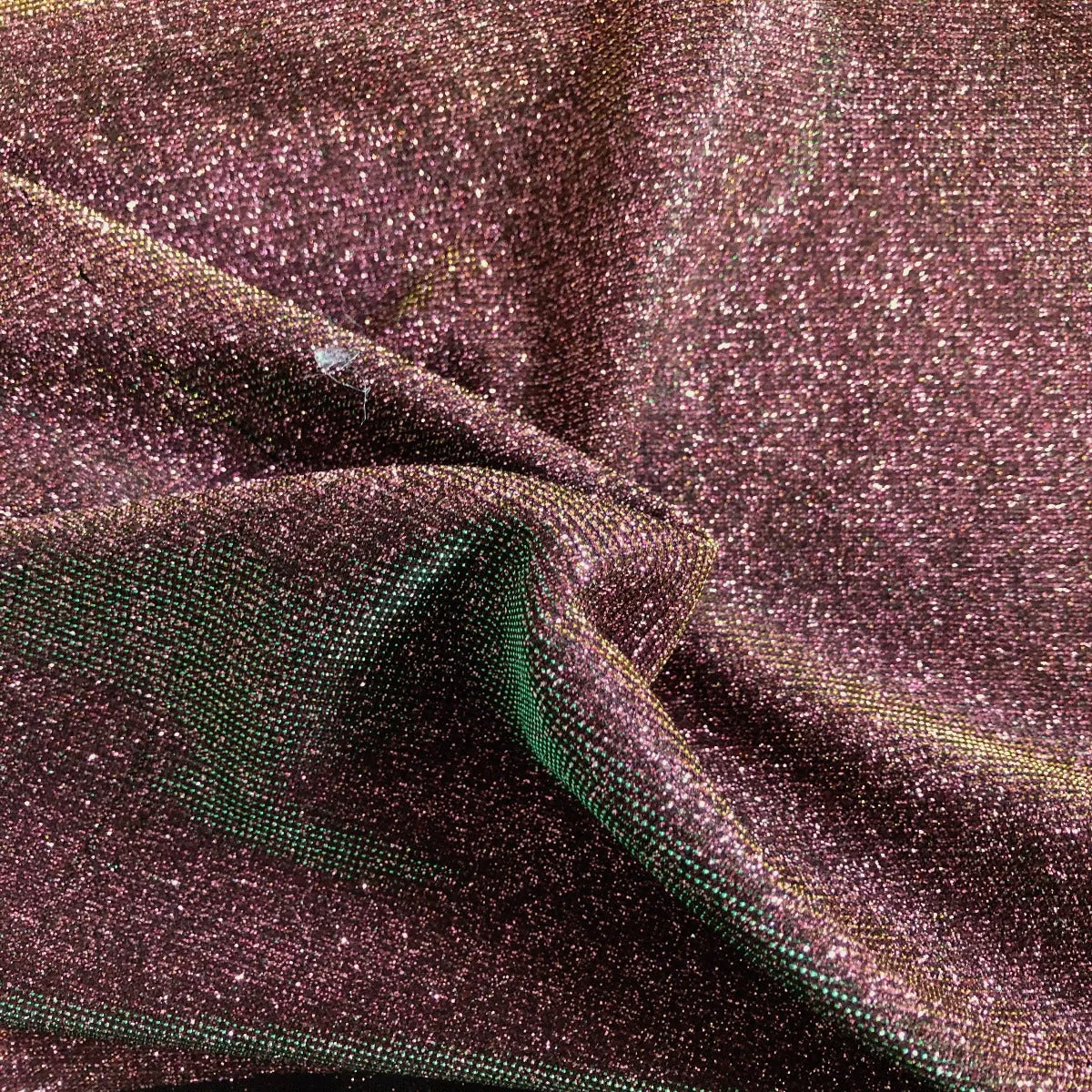 Burgundy Green Gold Holographic Shimmer Glitter Spandex Fabric