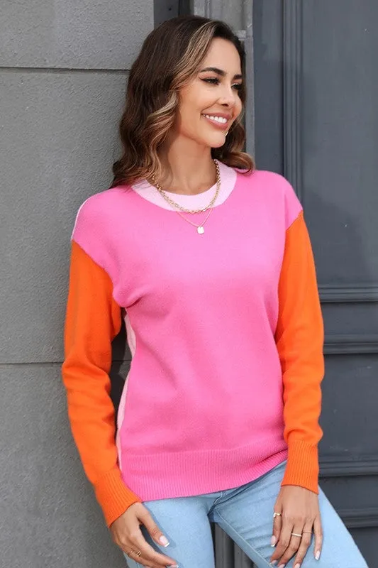 Ceres Crewneck Color Block Knit Sweater