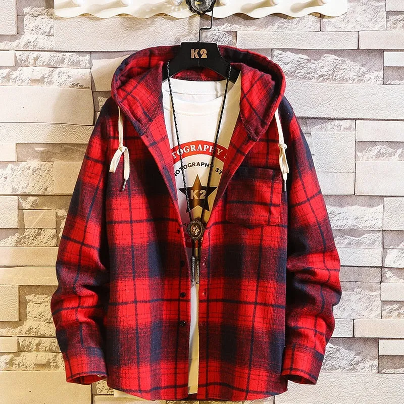 Checkered Style Flannel Long Sleeve Hoodies