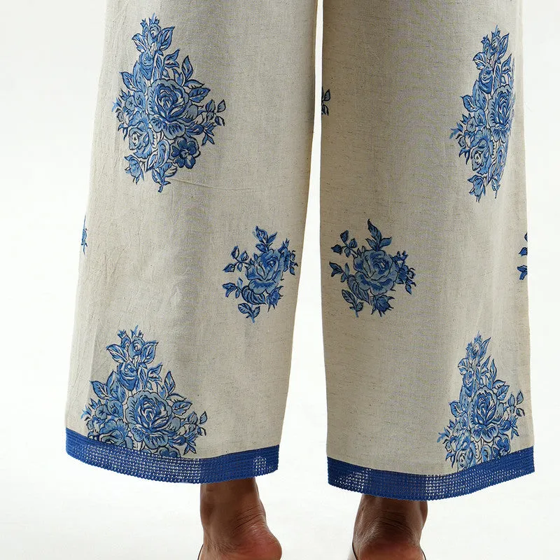 Cotton Printed Pant For Women | Rose Block Print  | Multicolour