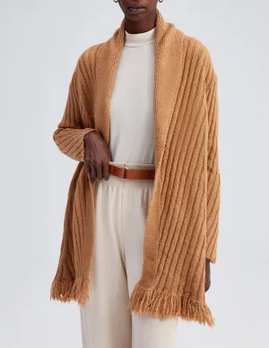 Dasha Cashew Belted Fringe Cardigan