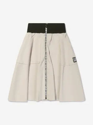 DKNY Girls Zip Up Long Skirt in White