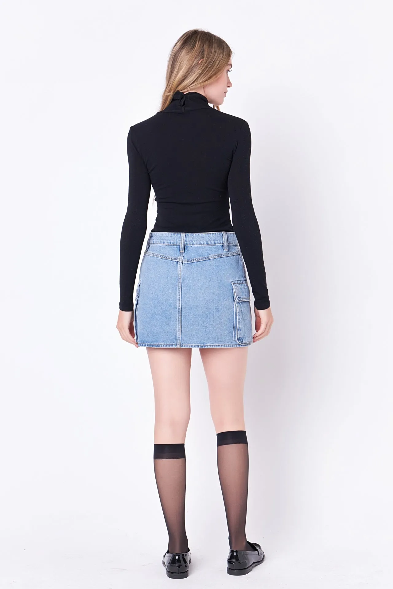 English Factory - Denim Cargo Low Rise Mini Skirt