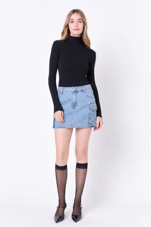 English Factory - Denim Cargo Low Rise Mini Skirt