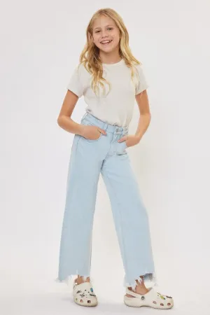 Girls High Rise Wide Leg Distressed Jeans