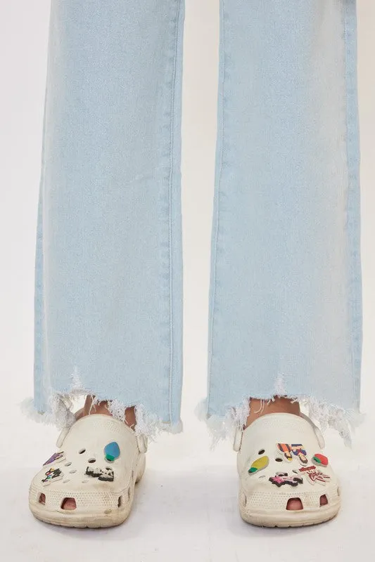 Girls High Rise Wide Leg Distressed Jeans