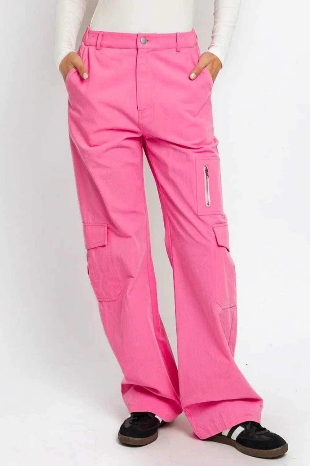 High Waisted Wide Leg Cargo Pants with Pockets