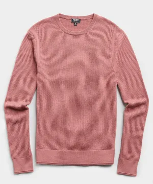 Italian Merino Waffle Crew in Pink