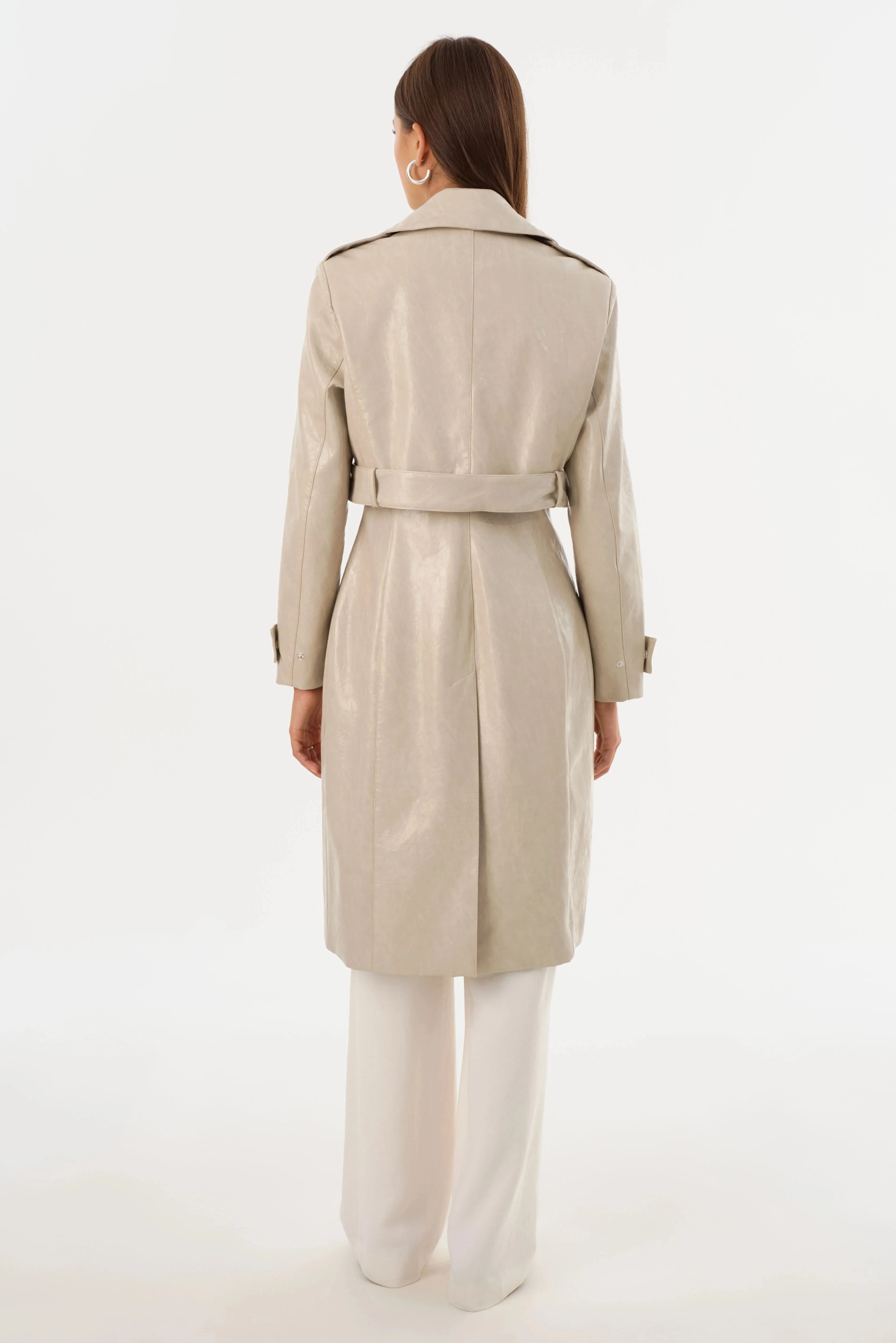 LAMARQUE | Katija Convertible Faux Leather Trench - Clay