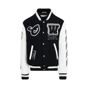 Lea Wool Varsity Jacket in Black