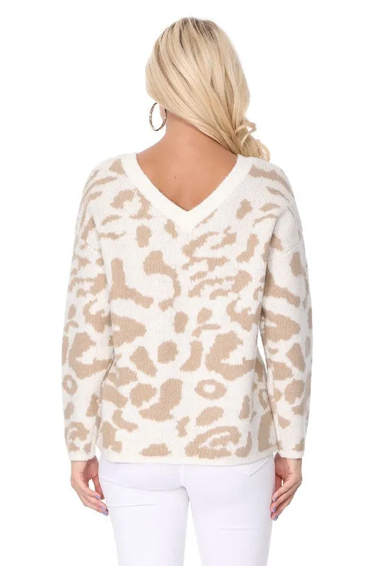 Leopard Pattern Jacquard Sweater *Online Only*