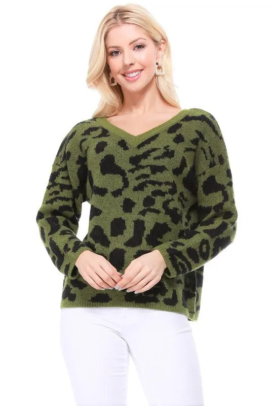 Leopard Pattern Jacquard Sweater *Online Only*