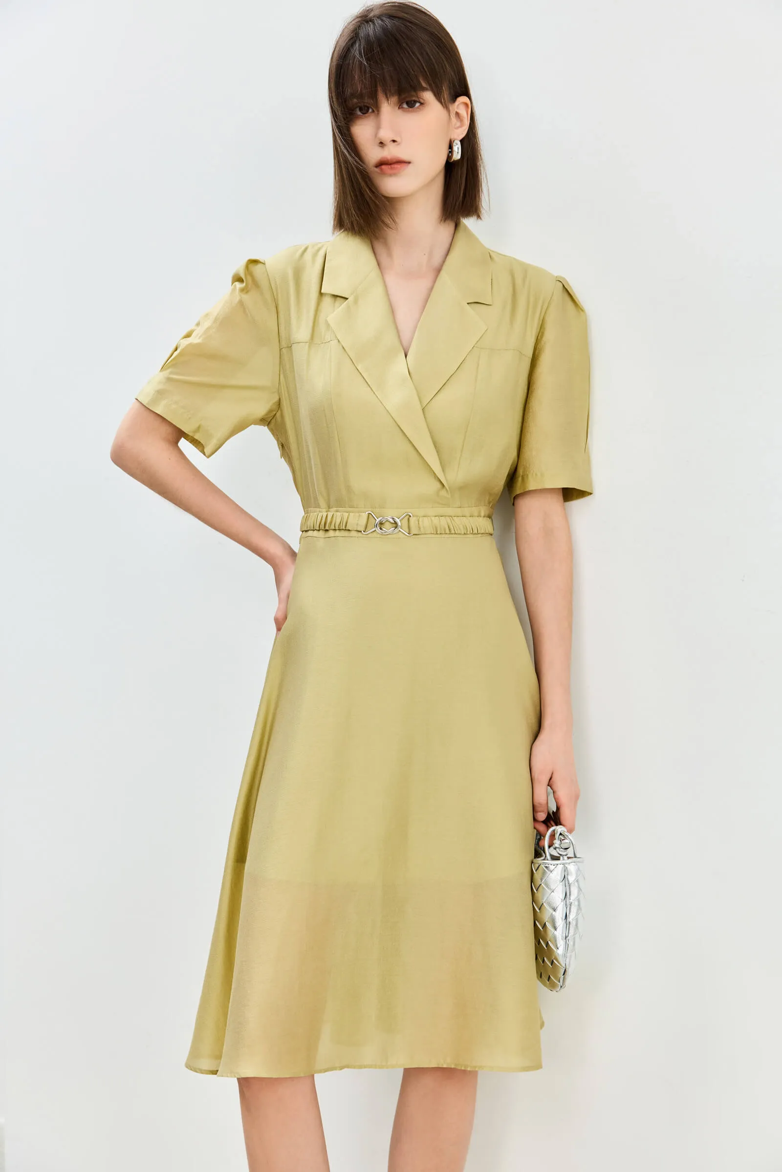 LILY Acetic Acid Silk Suit Dress