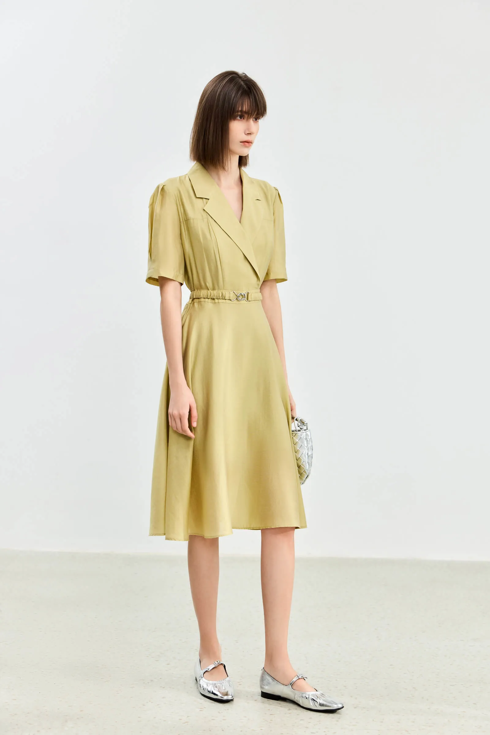 LILY Acetic Acid Silk Suit Dress