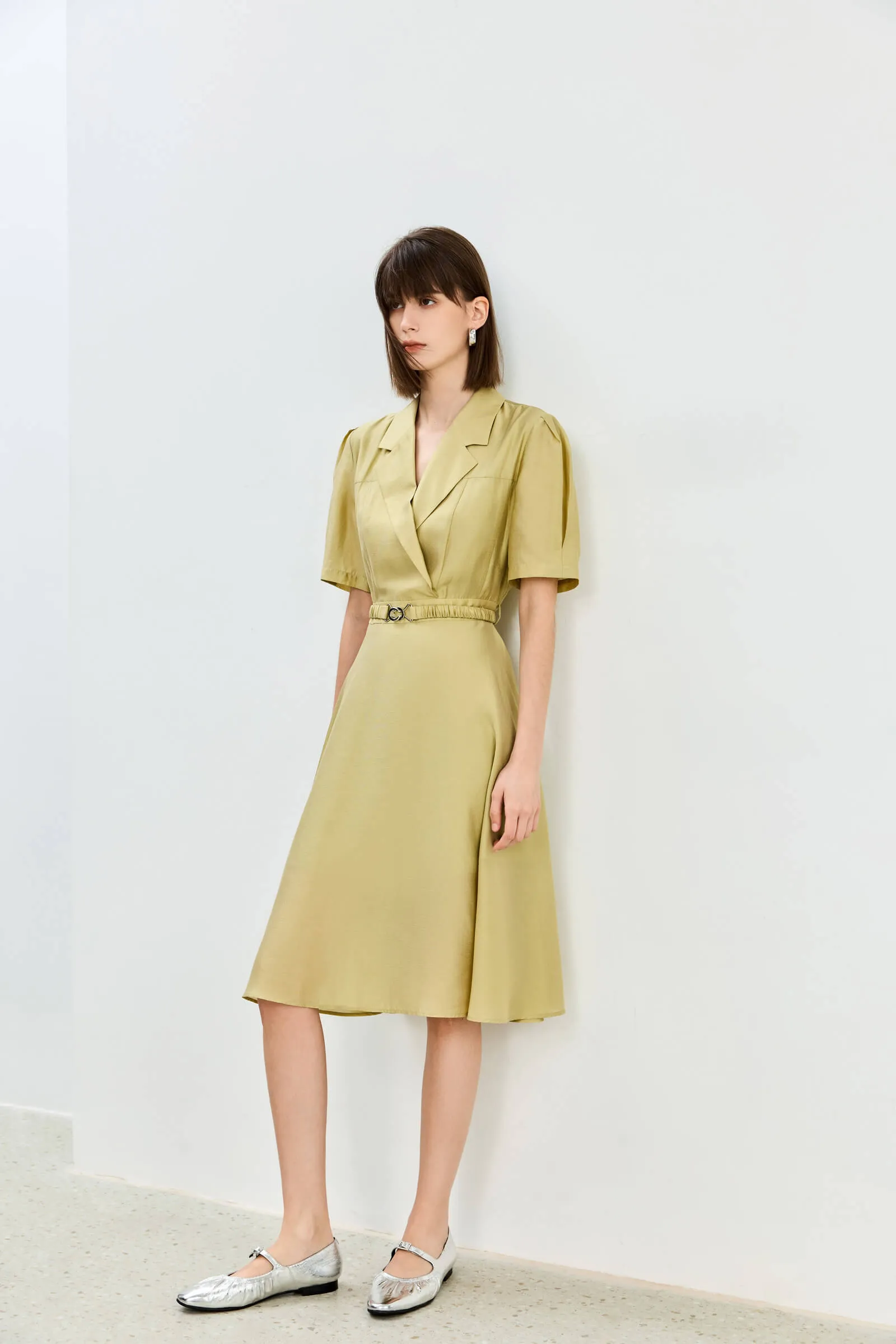 LILY Acetic Acid Silk Suit Dress