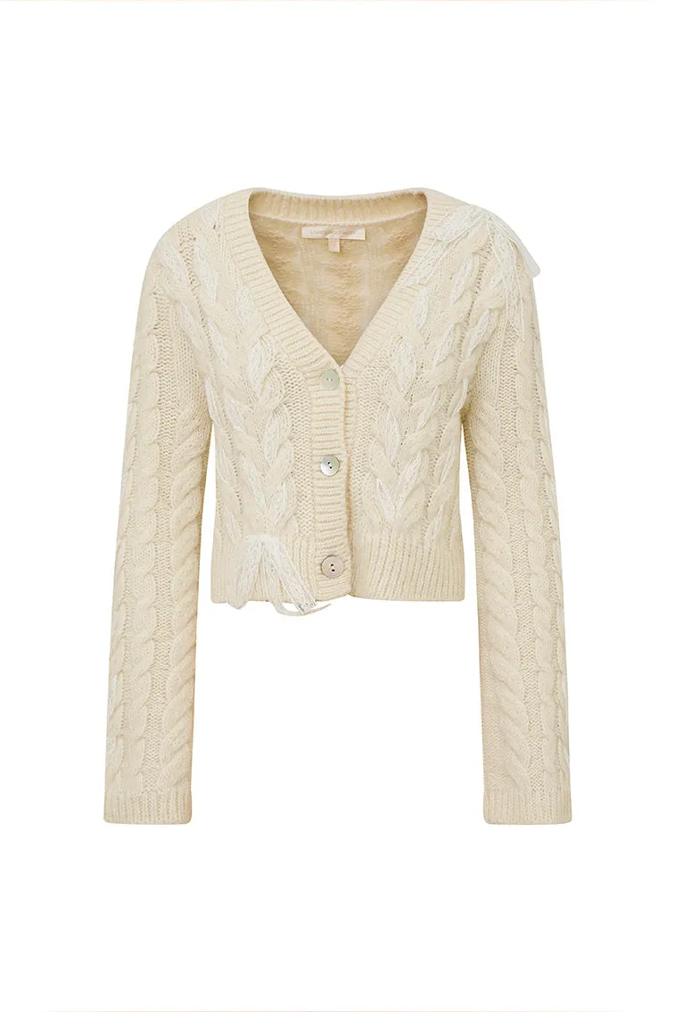 Louella Wool Knit Cardigan - SNOW