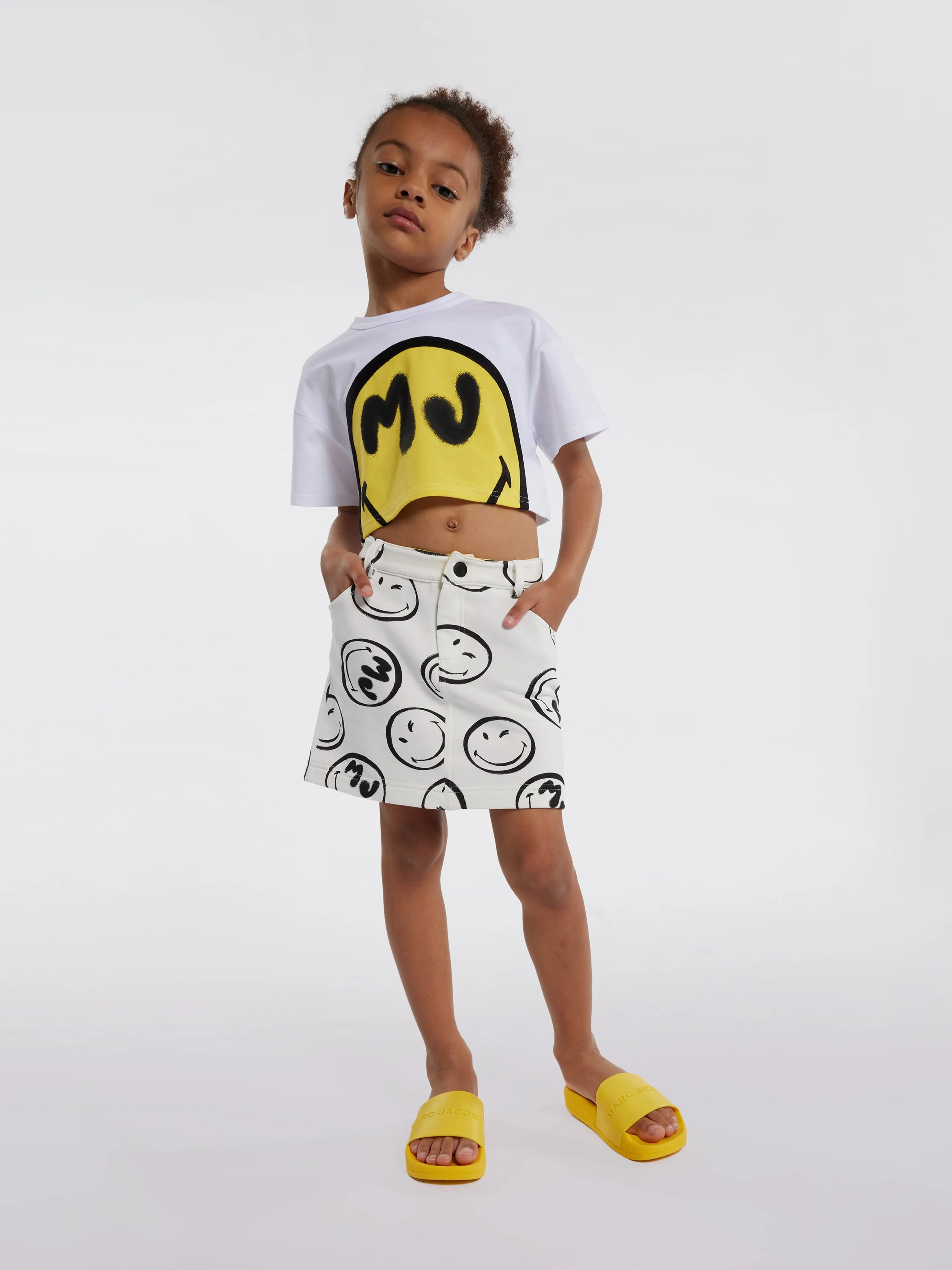 MARC JACOBS Girls Smiley Print Skirt in Ivory