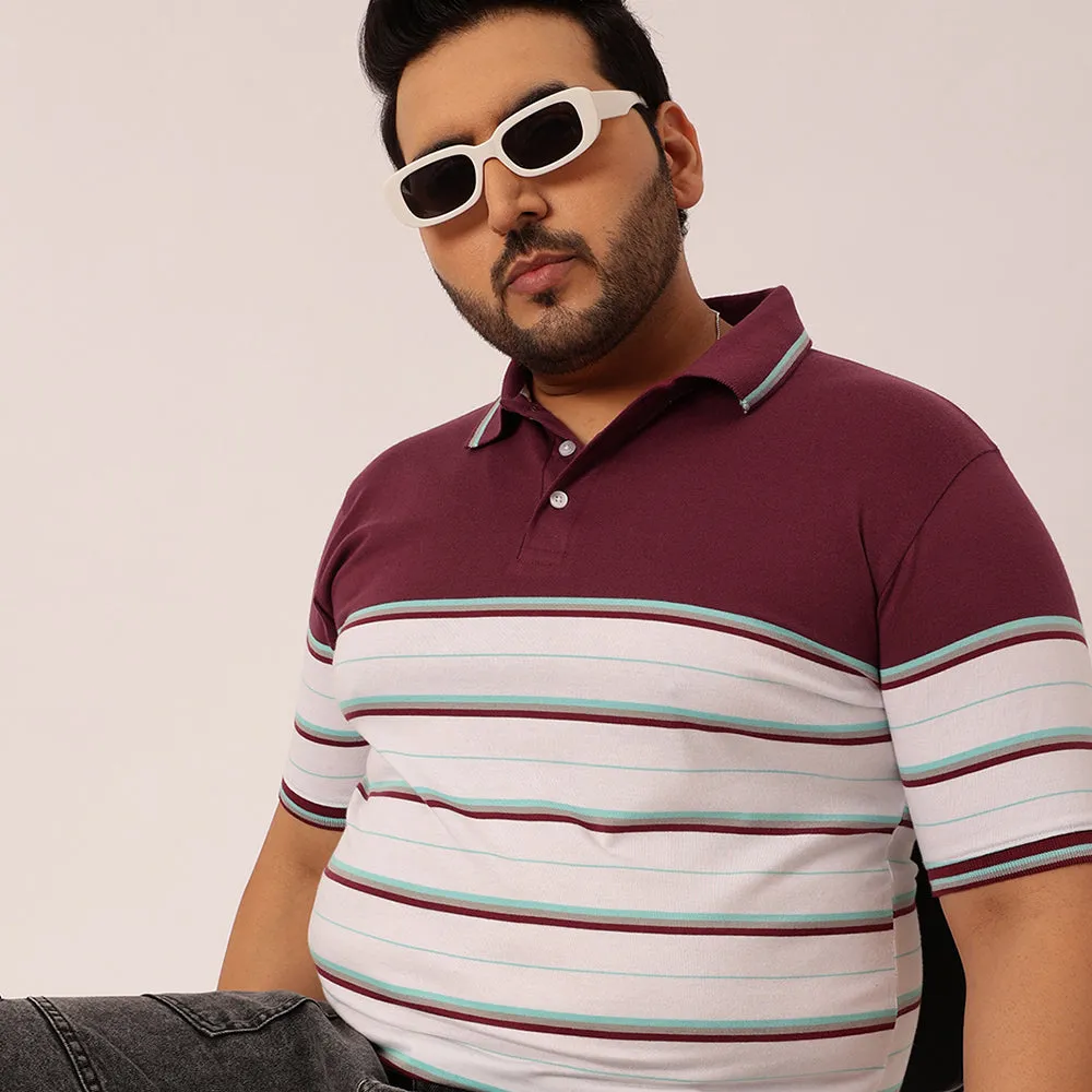 Maroon Stripe Polo T-shirt