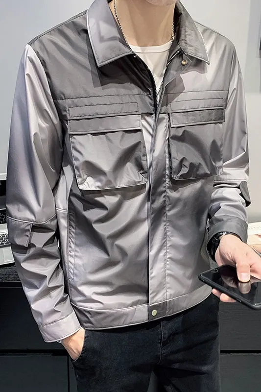 Men Spring Jacket  Gradient Color Casual Jackets