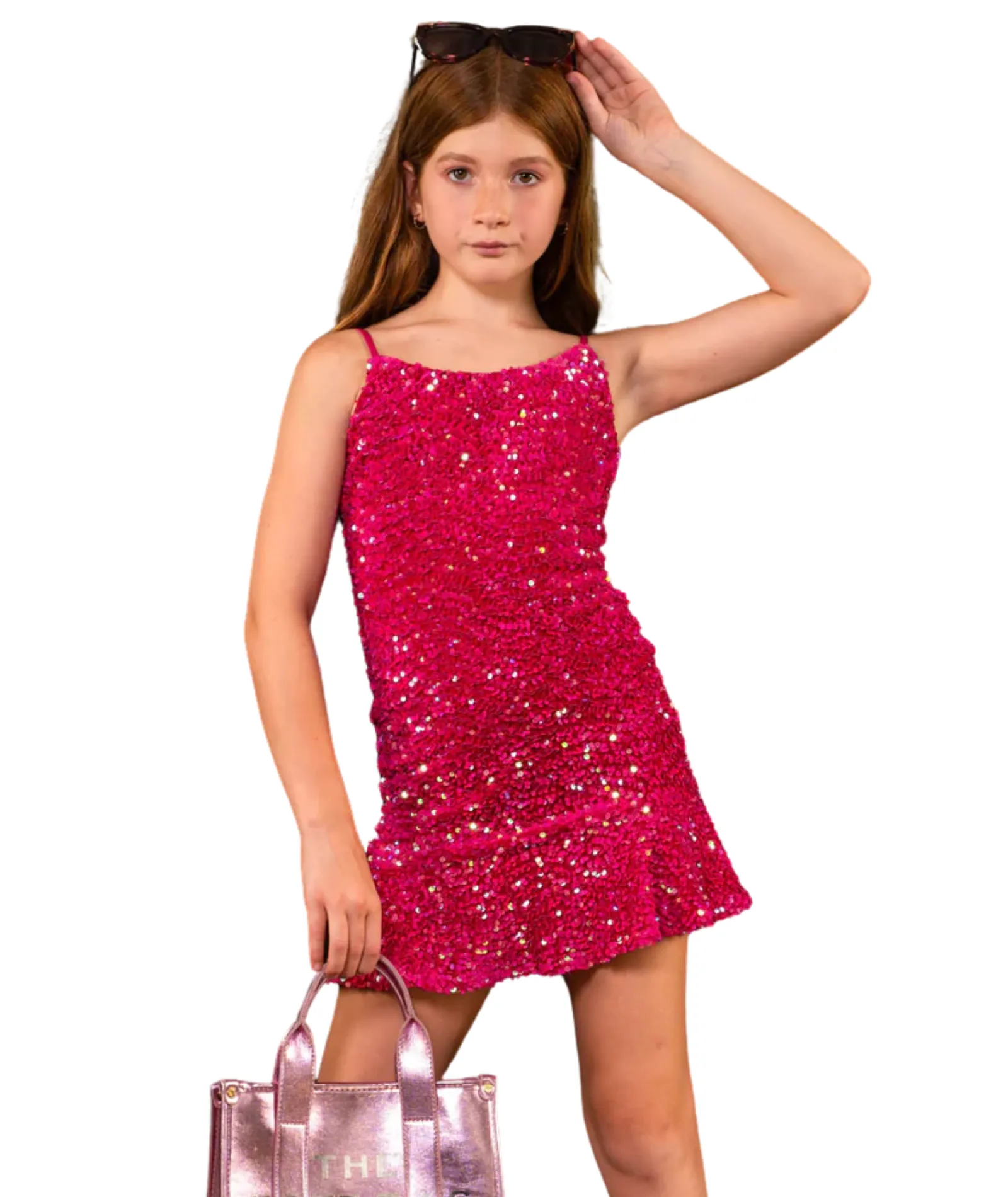 Miss Behave Girls Amanda Sequin Ruffle Dress