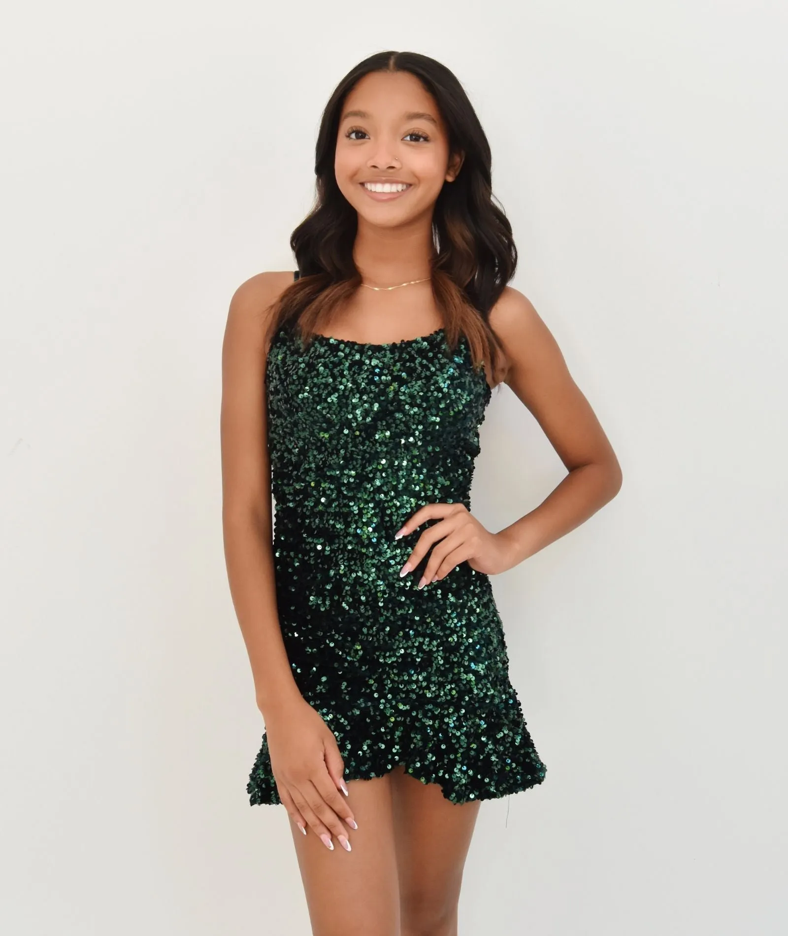 Miss Behave Girls Amanda Sequin Ruffle Dress