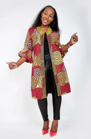 New in Hand-beaded Embellished African Print Kimono Jacket - Emily