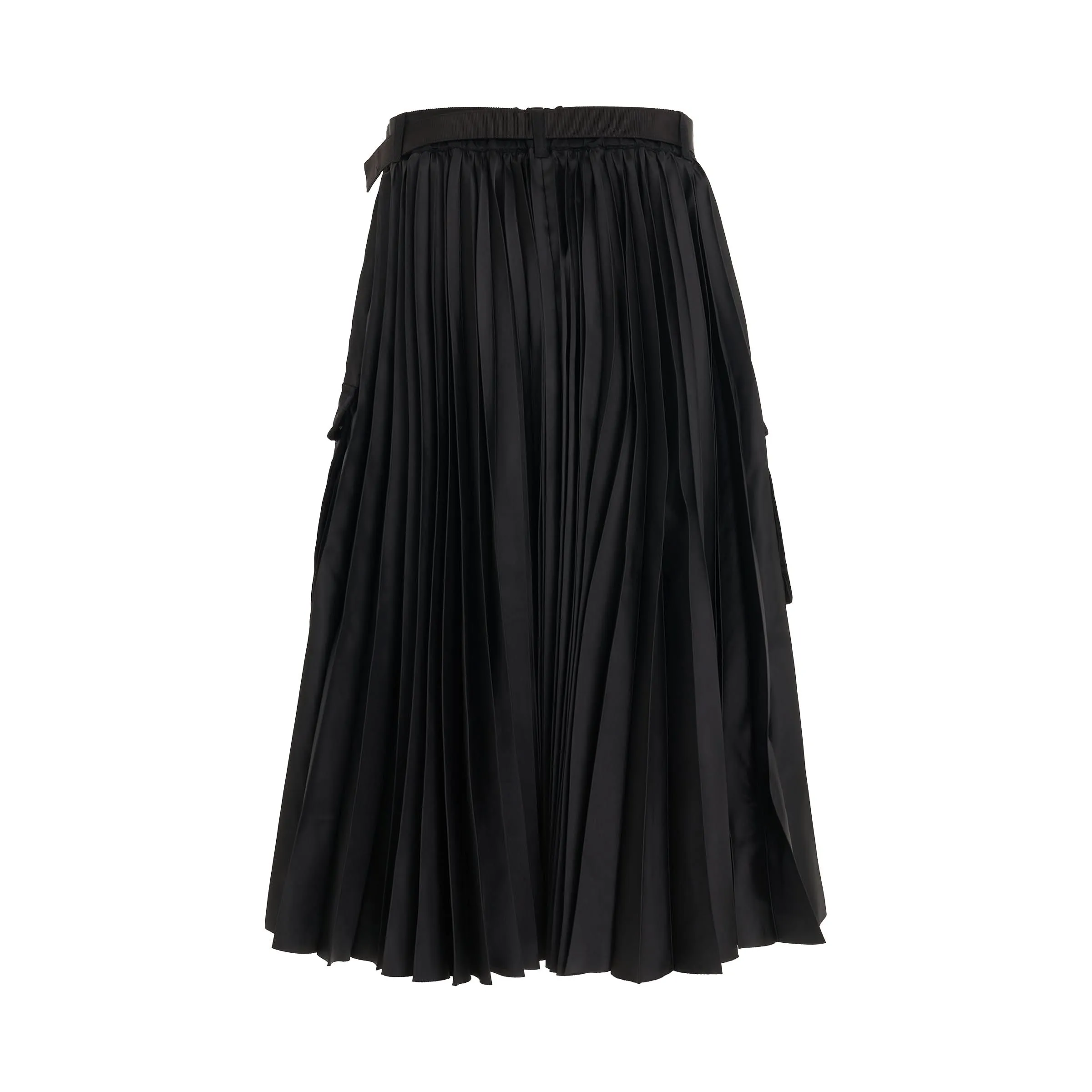 Nylon Twill Skirt with Pockets in Black