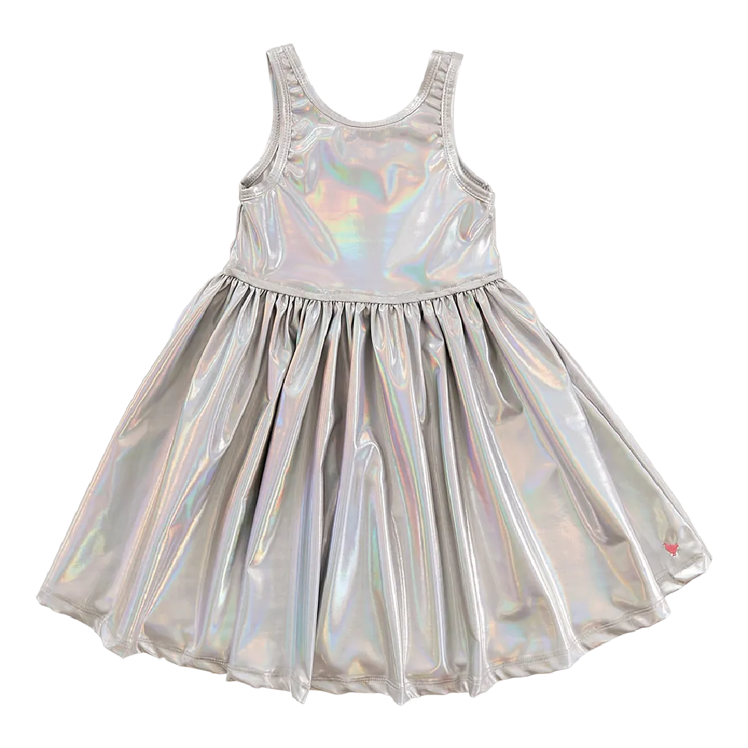 Pink Chicken Liza Lame Dress - Holographic Silver