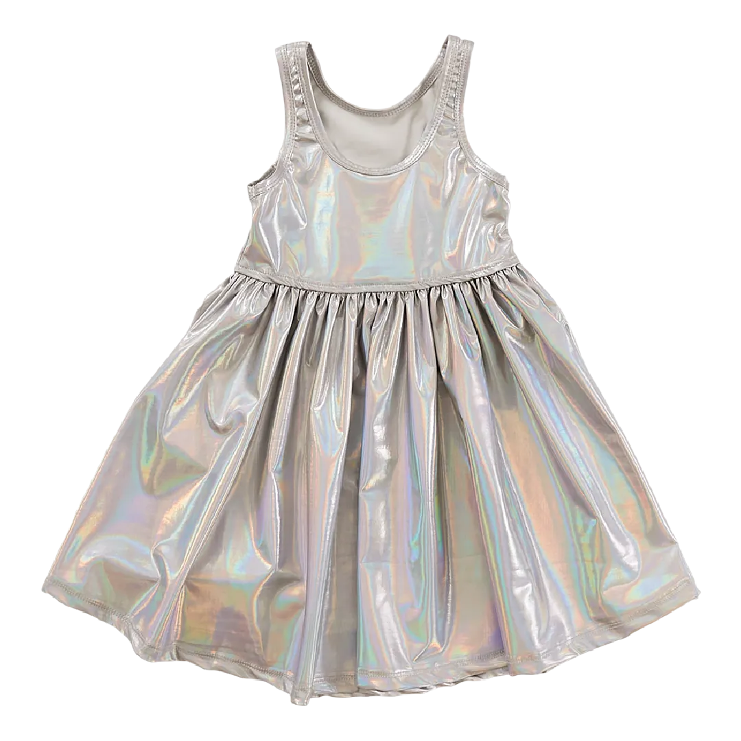 Pink Chicken Liza Lame Dress - Holographic Silver