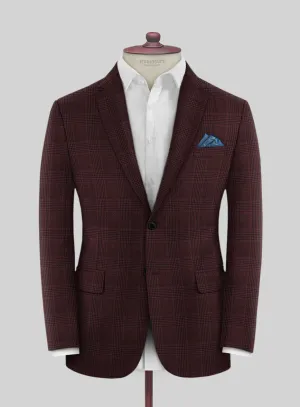 Reda Casvo Maroon Checks Wool Jacket