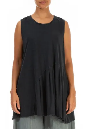 Sleeveless Graphite Linen Jersey Tunic