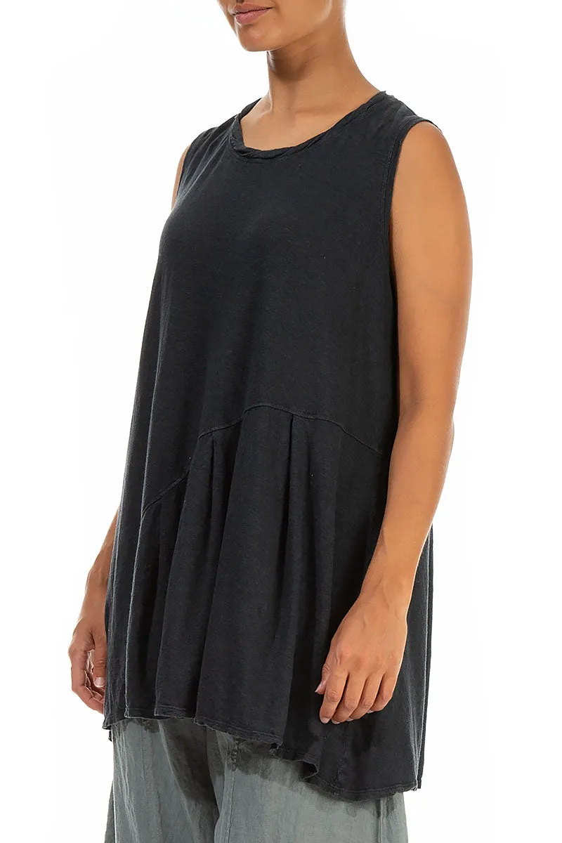 Sleeveless Graphite Linen Jersey Tunic