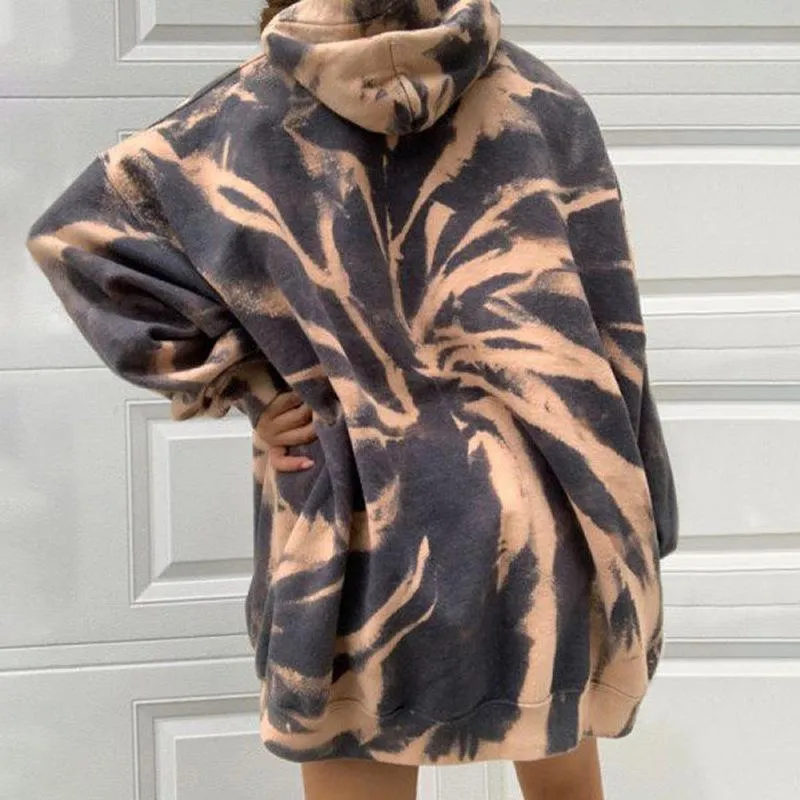 Street women's pocket tie-dye hooded loose plus size women's sweatshirt