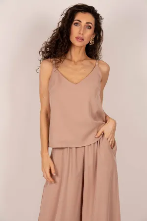 Tencel Sleeveless Top Dark Pink