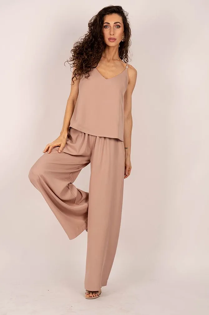 Tencel Sleeveless Top Dark Pink