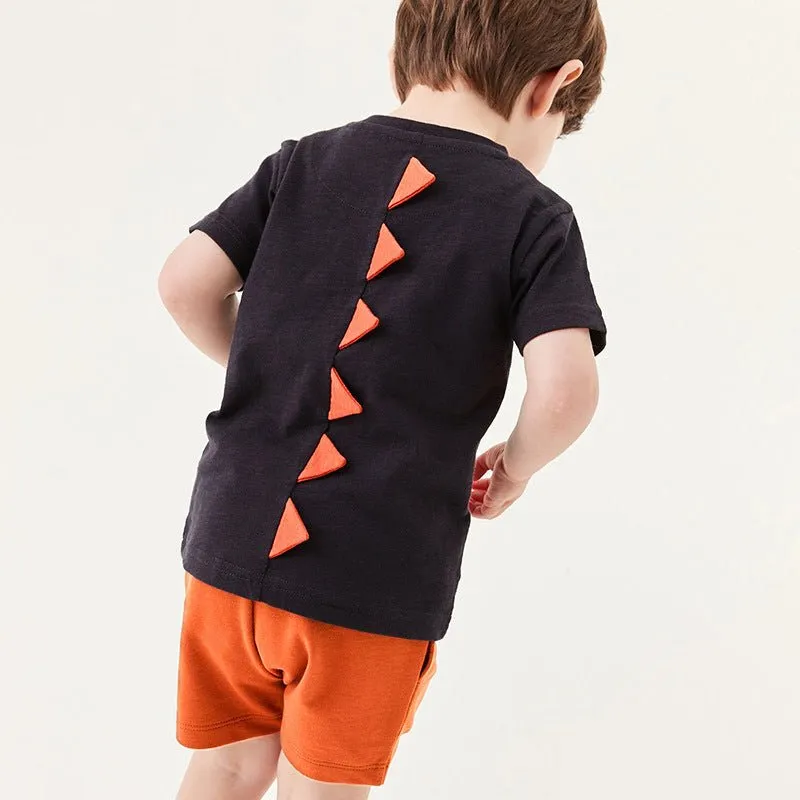 Toddler/Kid Boy's Dinosaur Print Tee with Orange Shorts Set