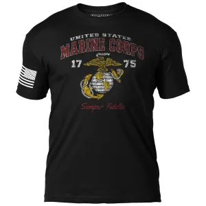 USMC 'Vintage Eagle, Globe & Anchor' 7.62 Design Men's T-Shirt Black