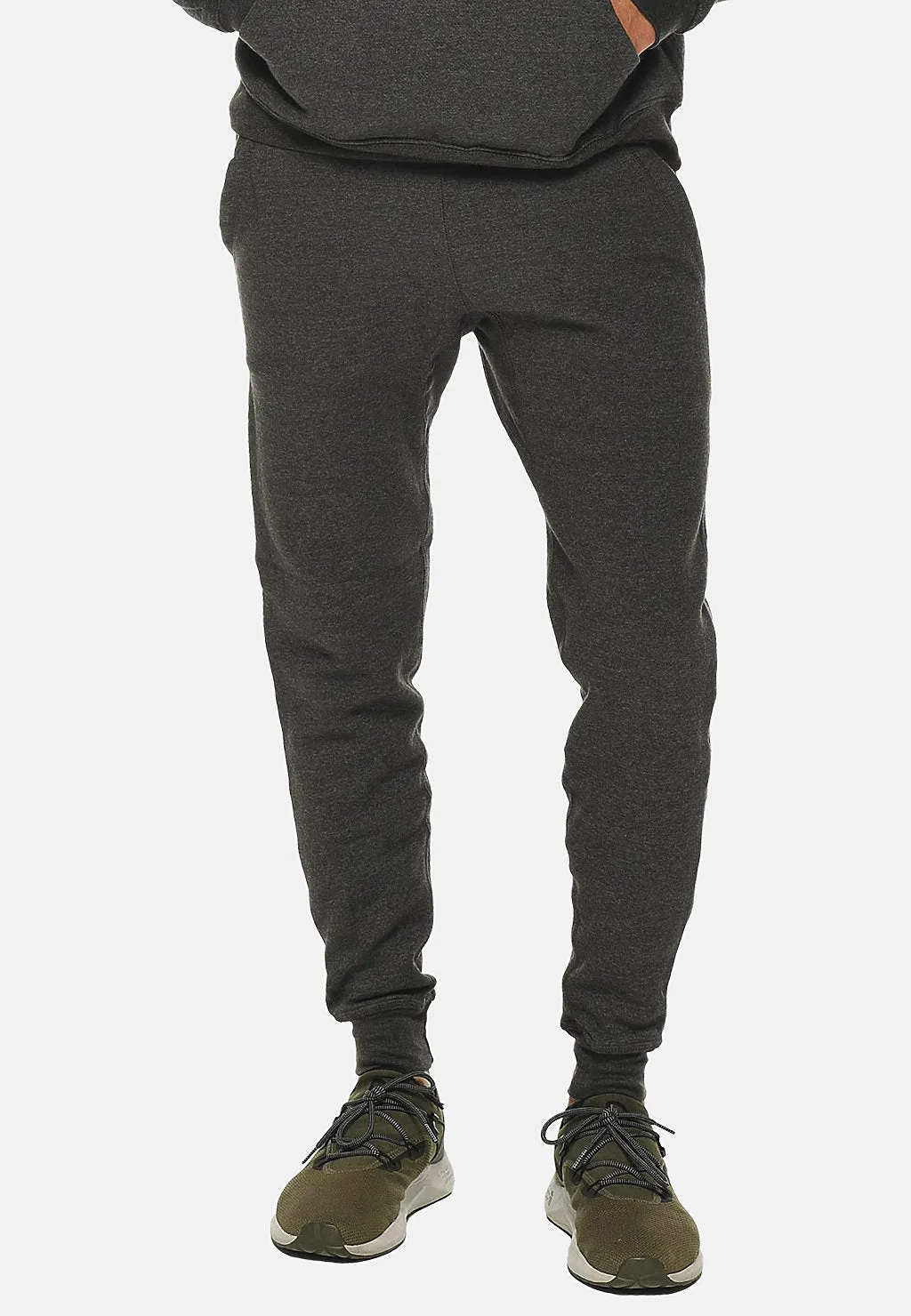 Venley Men's Charcoal Grey Slim-Fit MADE IN USA Fleece Joggers