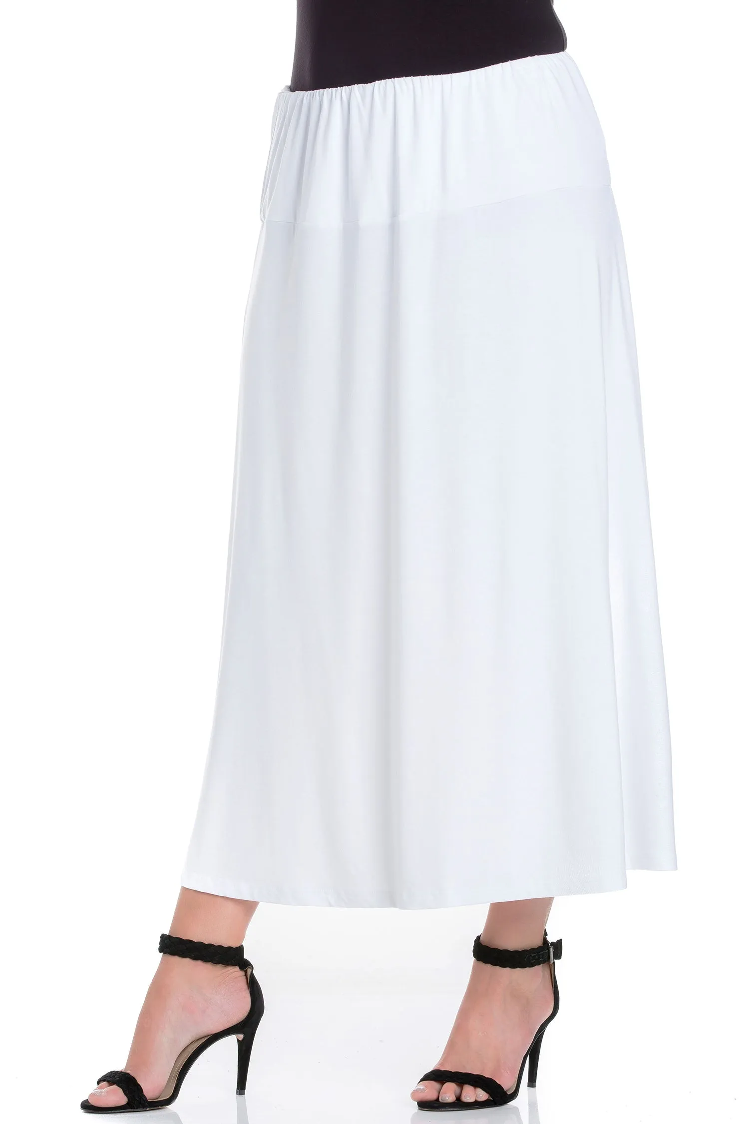 Womens Comfortable Fit Elastic Waist Plus Size Maxi Skirt