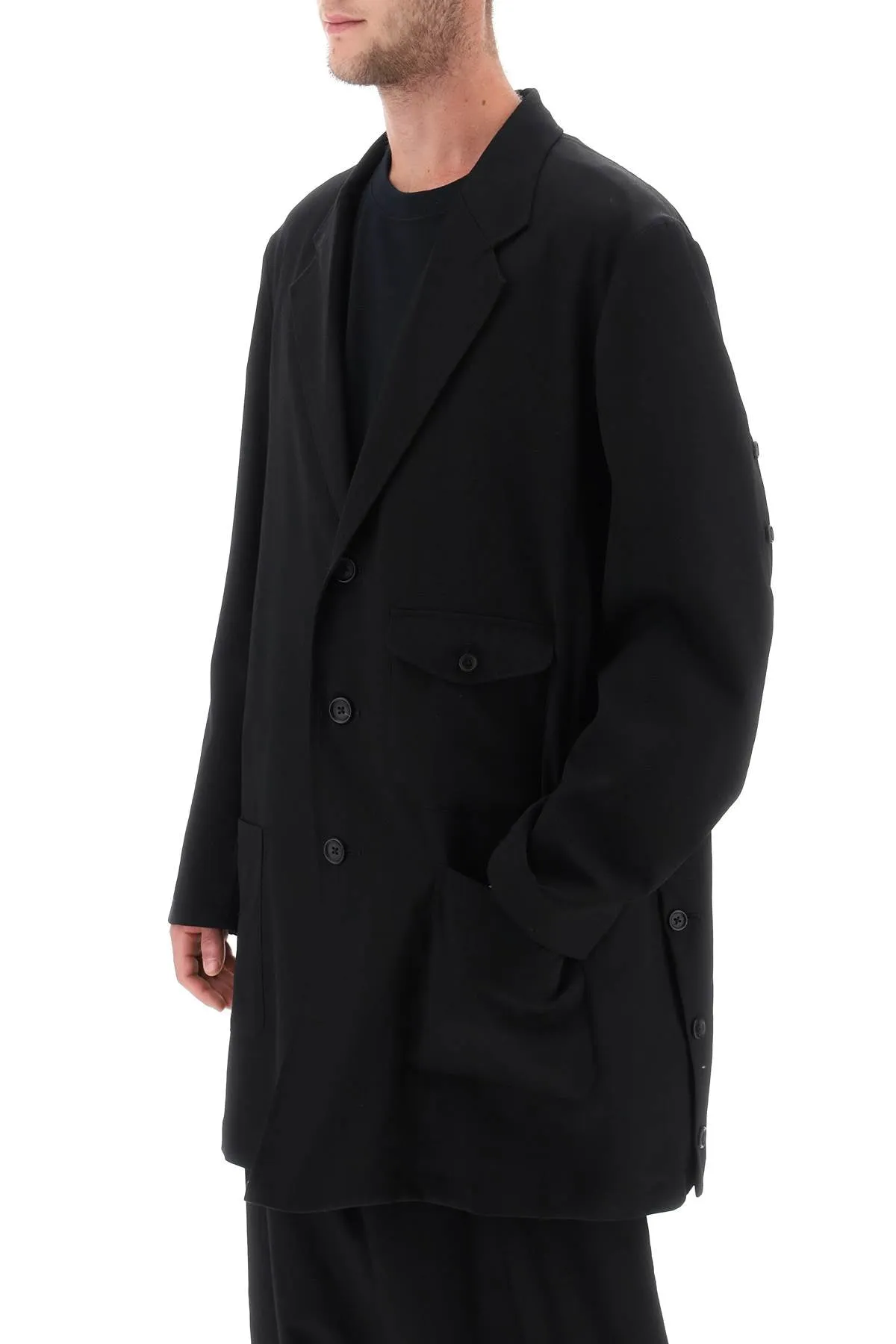 Yohji yamamoto oversized wool blazer with openings